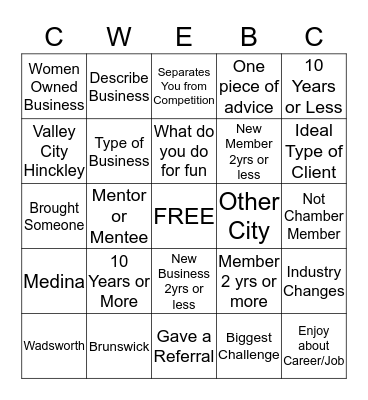 Chambers of Medina County WEB-C Bingo Card