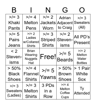 Melton Sales & Design Bingo Card