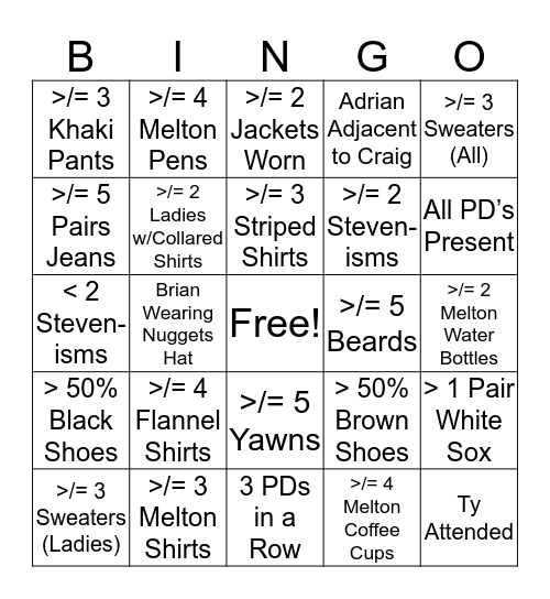 Melton Sales & Design Bingo Card