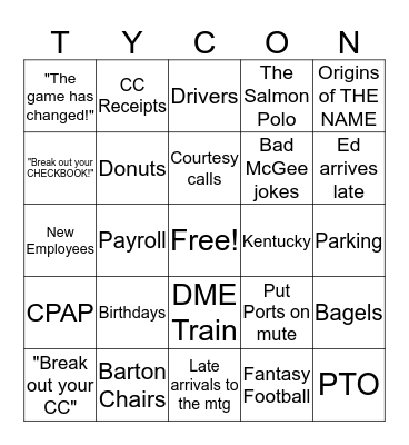 November 2019 Bingo Card