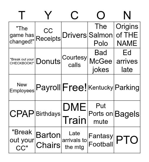 November 2019 Bingo Card