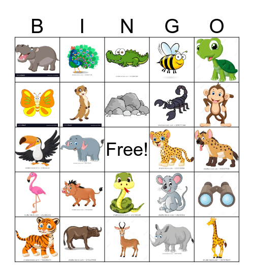 Safari Bingo Card