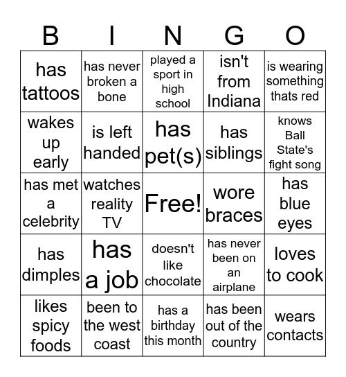 Find A Sister Who... Bingo Card