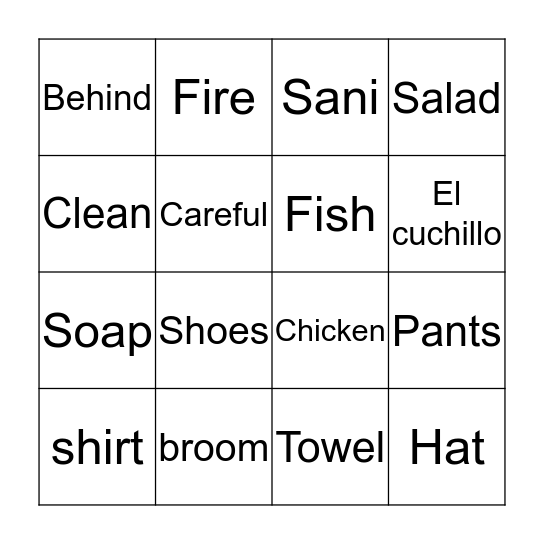 Kitchen Loteria Bingo Card