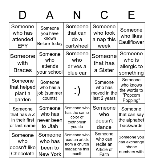 HAPPY DANCE Bingo Card