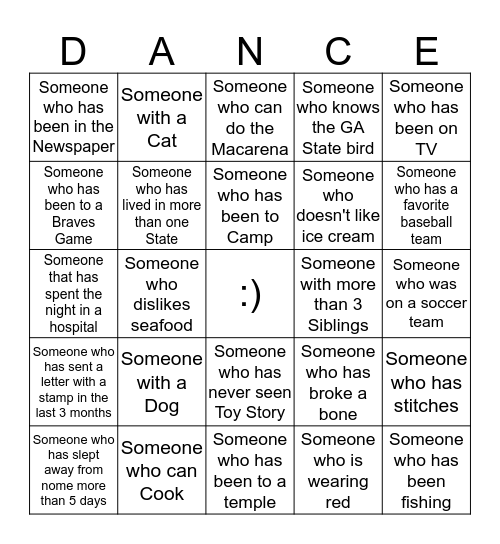 HAPPY DANCE Bingo Card