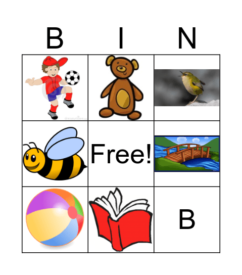 Letter B Bingo Card