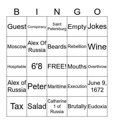 Help Peter Bingo Card