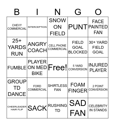 11.11.19 First Half Bingo Card