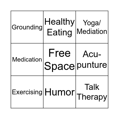 Coping Skills Bingo Card