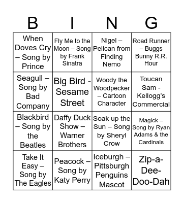 Bird Bingo Card