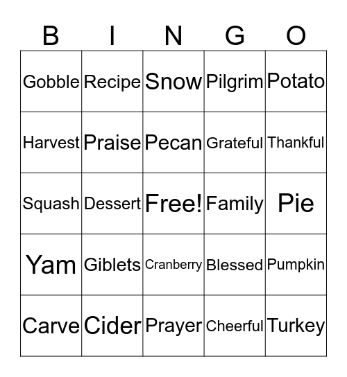 NOVEMBER  Bingo Card