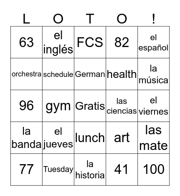 Las clases Bingo Card