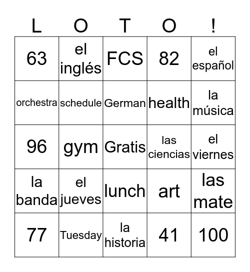 Las clases Bingo Card
