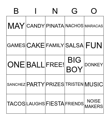 LIL TB'S FIESTA  Bingo Card