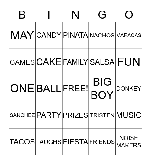 LIL TB'S FIESTA  Bingo Card