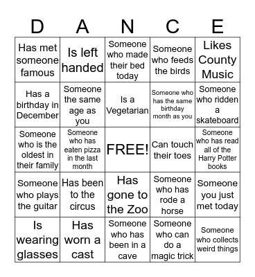 HAPPY DANCE Bingo Card