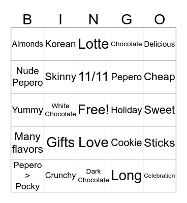 Pepero Day Bingo! Bingo Card