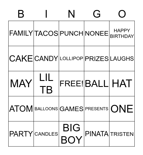 LIL TB'S FIESTA Bingo Card