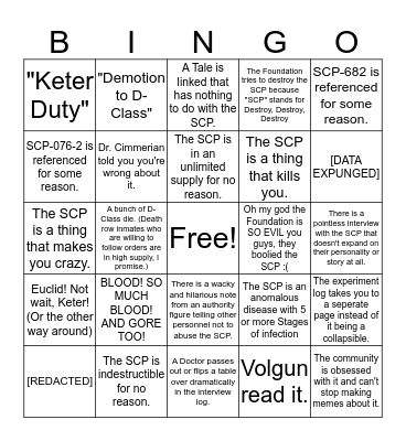 Series I Bingo Card