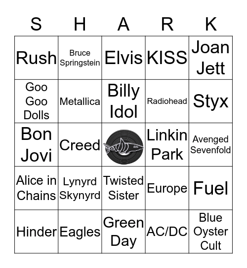Rock Artists Bingo Card