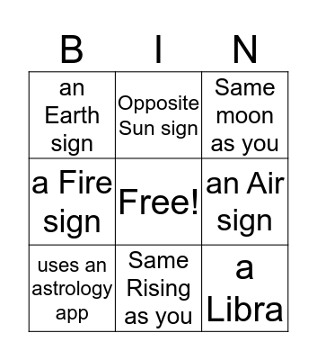 Astrology Bingo Card