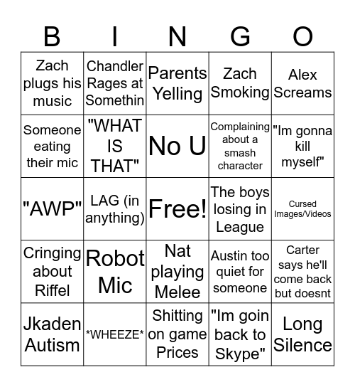 Memes.jpg Voice Chat Bingo Card