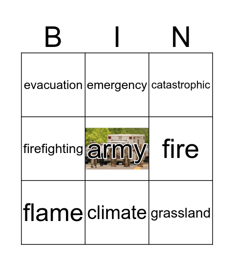 fires Bingo Card