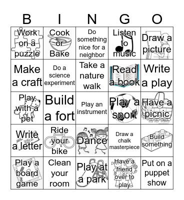 Screen Free Bingo  Bingo Card