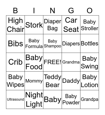 BABY SHOWER Bingo Card