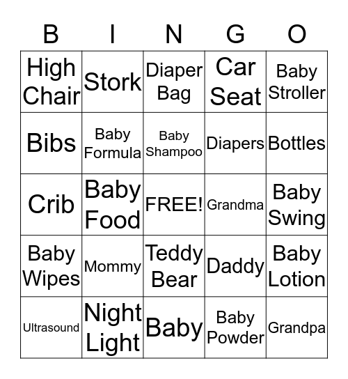 BABY SHOWER Bingo Card