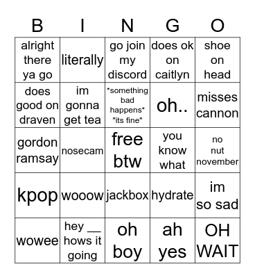 SophiaBot Bingo Card