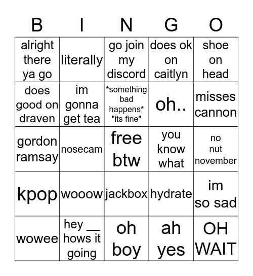 SophiaBot Bingo Card