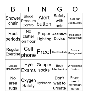 Dont Fall Yall!  Bingo Card
