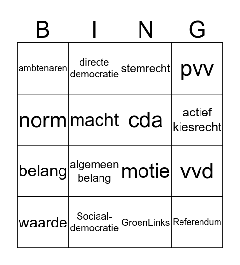 maatschappijleer  Bingo Card