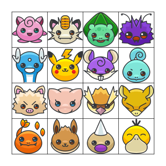 Pokemon Bingo Card