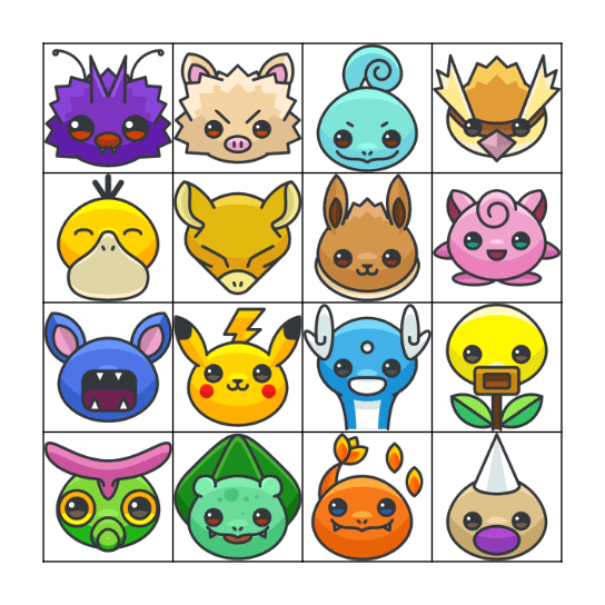 Pokemon Bingo Card