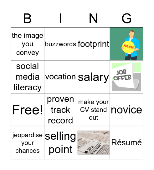 Definitions Bingo! Bingo Card