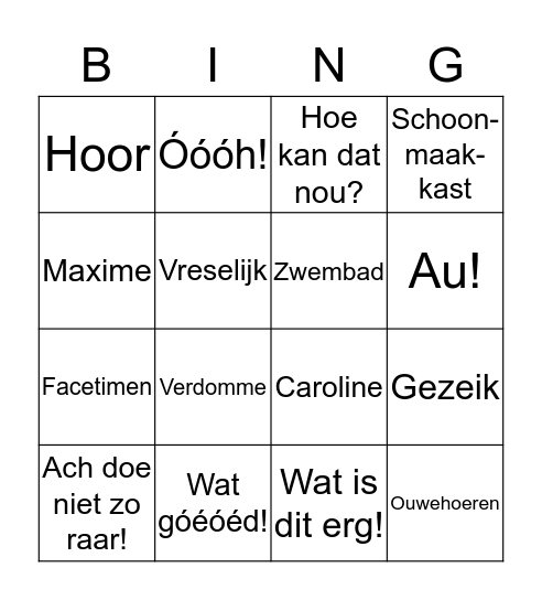 Chateau Meiland Bingo Card