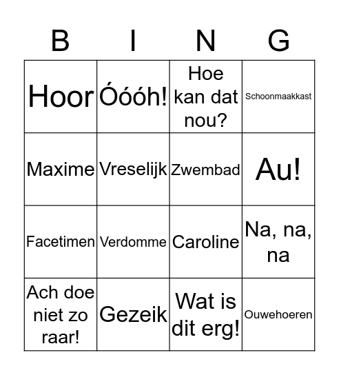 Chateau Meiland Bingo Card