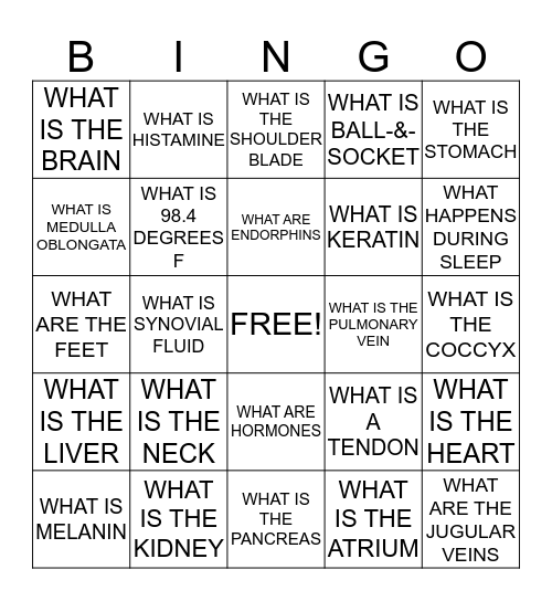 MEDICAL JEPORDY 1 Bingo Card