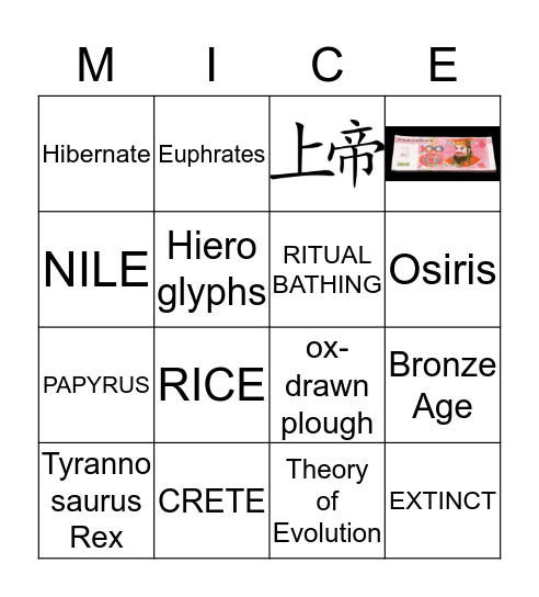Dinosaurs Early Man Civilisations Bingo Card