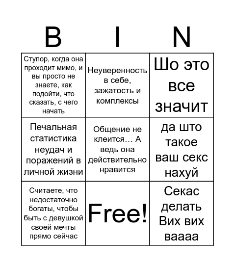 Виталик Бинго Bingo Card
