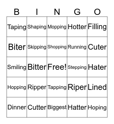 Single/ Double Consonant rule Bingo Card