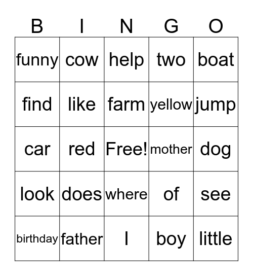 K Bingo Card