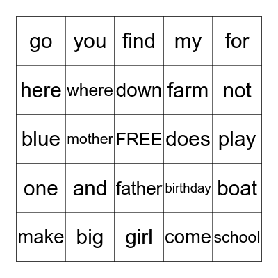 K(3) Bingo Card