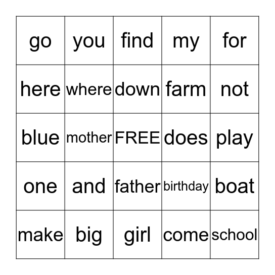 K(3) Bingo Card