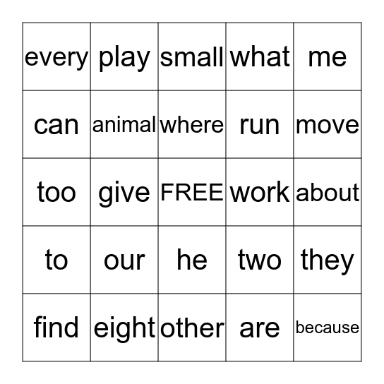 1st (1) Bingo Card