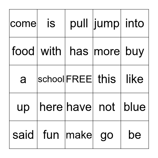 1st (2) Bingo Card