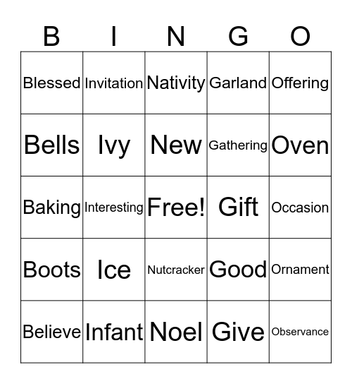 Joyous Bingo Card